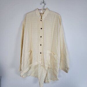 Yasuko Kurisaka Cathy Jacket Ivory Plaid Asymmetric Oversized Pocket Lightweight